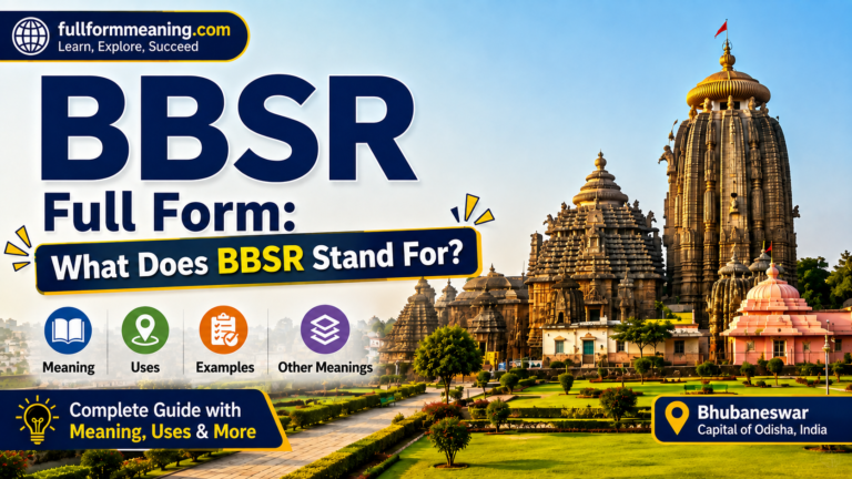 BBSR full form explained with Bhubaneswar city and temple background
