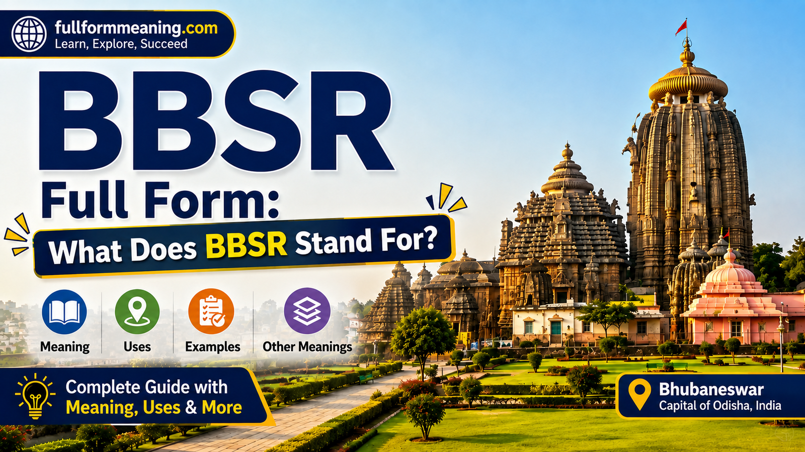 BBSR full form explained with Bhubaneswar city and temple background